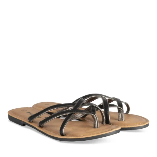 Mules Entredoigt NOIR Femme Motif Uni A Enfiler