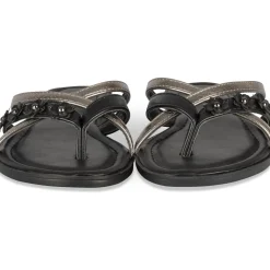 Mules Entredoigt NOIR Femme Motif Fleuri A Enfiler
