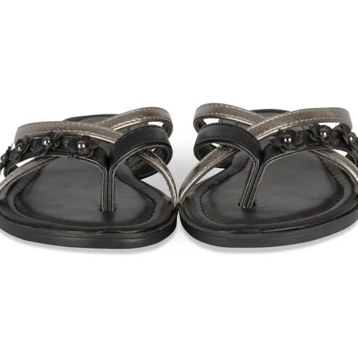 Mules Entredoigt NOIR Femme Motif Fleuri A Enfiler