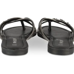 Mules Entredoigt NOIR Femme Motif Fleuri A Enfiler