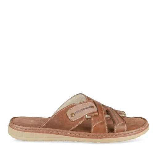 Mules MARRON Homme CUIR Motif Uni A Enfiler