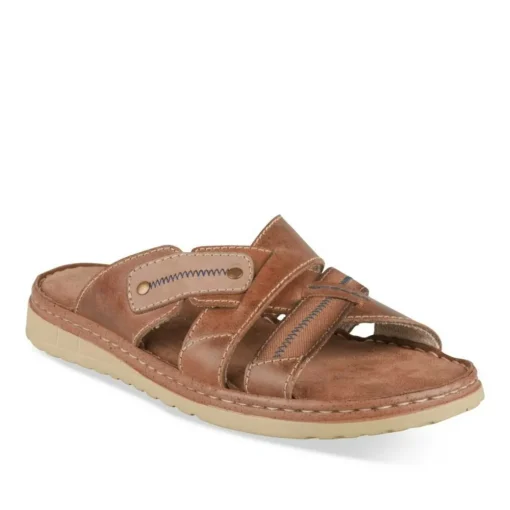 Mules MARRON Homme CUIR Motif Uni A Enfiler