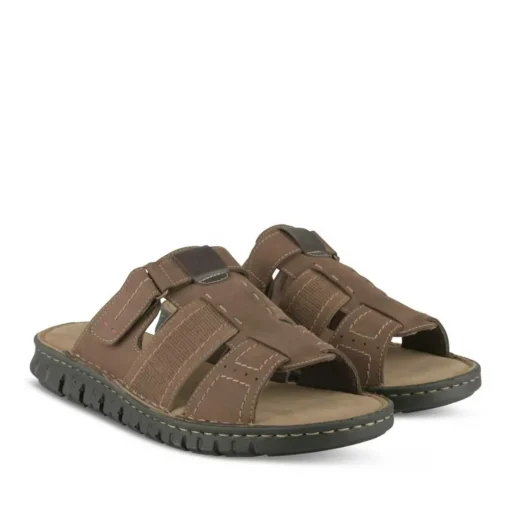 Mules MARRON Homme CUIR Motif Uni A Enfiler