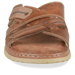 Mules MARRON Homme CUIR Motif Uni A Enfiler