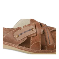 Mules MARRON Homme CUIR Motif Uni A Enfiler