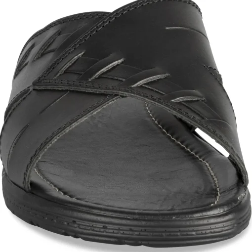 Mules NOIR Homme CUIR Motif Uni A Enfiler