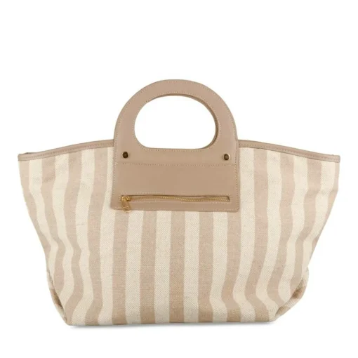 Sac à Main BEIGE Femme Motif Rayures