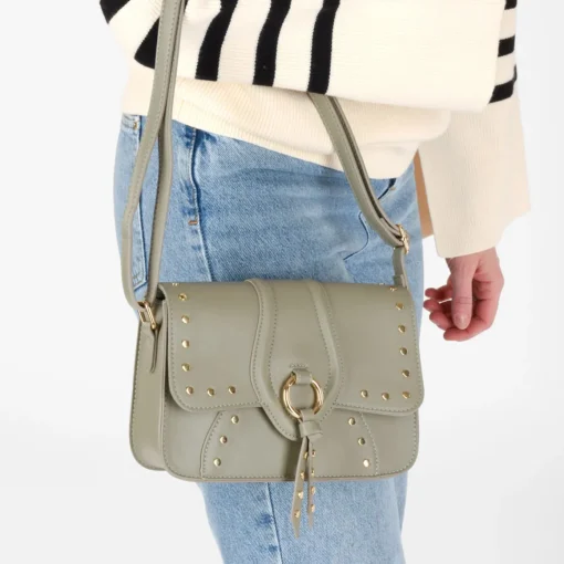 Sac à Main KAKI Femme Motif Clouté