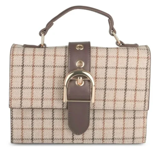 Sac à Main MARRON Femme Motif Carreaux