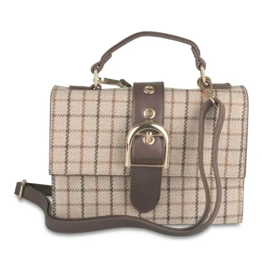 Sac à Main MARRON Femme Motif Carreaux