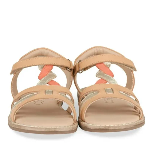 Sandales BEIGE Fille CUIR Motif Uni Boucle