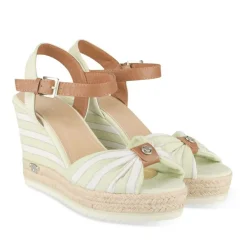 Sandales BLANC Femme Motif Rayures Boucle