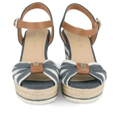 Sandales BLANC Femme Motif Rayures Boucle
