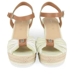 Sandales BLANC Femme Motif Rayures Boucle