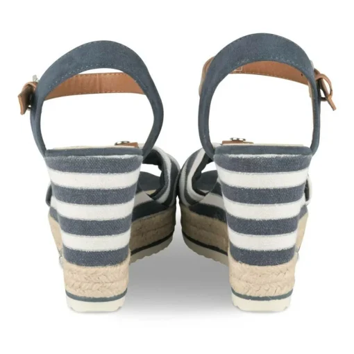 Sandales BLANC Femme Motif Rayures Boucle