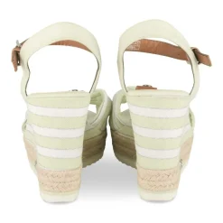 Sandales BLANC Femme Motif Rayures Boucle