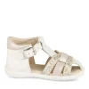 Sandales BLANC Fille CUIR Motif Iridescent Boucle