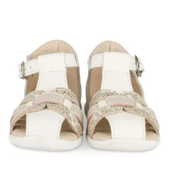 Sandales BLANC Fille CUIR Motif Iridescent Boucle