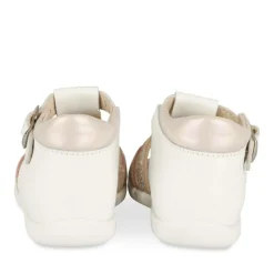 Sandales BLANC Fille CUIR Motif Iridescent Boucle
