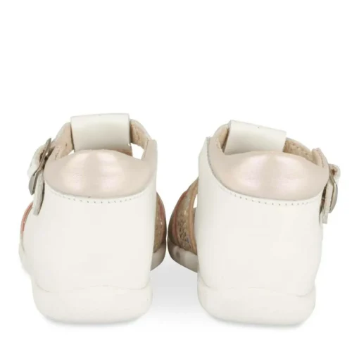 Sandales BLANC Fille CUIR Motif Iridescent Boucle