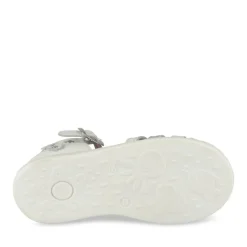 Sandales BLANC Fille CUIR Motif Fleuri Boucle