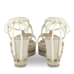 Sandales Corde BEIGE Femme Motif Paillettes Lacets