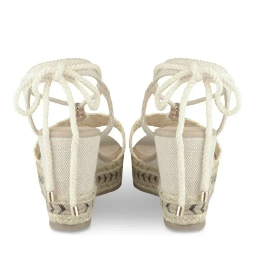 Sandales Corde BEIGE Femme Motif Paillettes Lacets