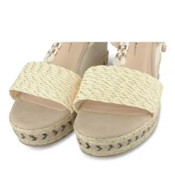 Sandales Corde BEIGE Femme Motif Paillettes Lacets