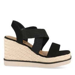 Sandales Corde NOIR Femme Motif Uni Elastique