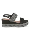 Sandales Corde NOIR Femme Motif Paillettes Boucle