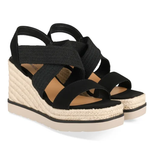 Sandales Corde NOIR Femme Motif Uni Elastique