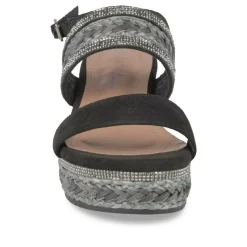 Sandales Corde NOIR Femme Motif Paillettes Boucle