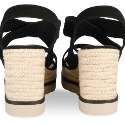 Sandales Corde NOIR Femme Motif Uni Elastique