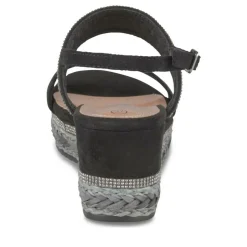Sandales Corde NOIR Femme Motif Paillettes Boucle