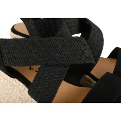 Sandales Corde NOIR Femme Motif Uni Elastique