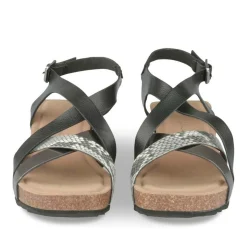 Sandales Liège NOIR Femme Motif Animal Boucle