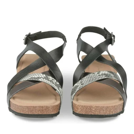 Sandales Liège NOIR Femme Motif Animal Boucle