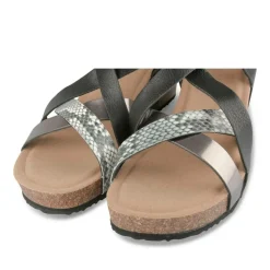 Sandales Liège NOIR Femme Motif Animal Boucle