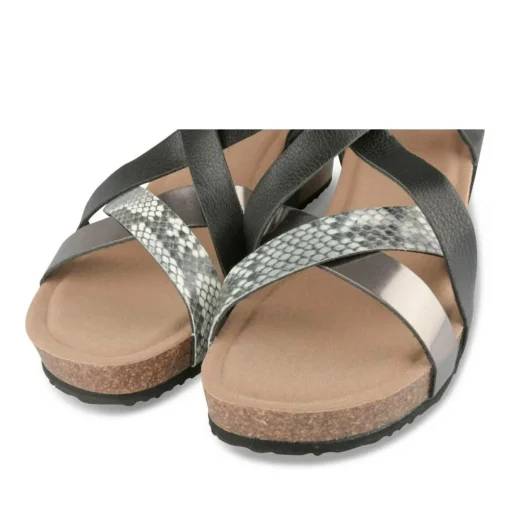 Sandales Liège NOIR Femme Motif Animal Boucle
