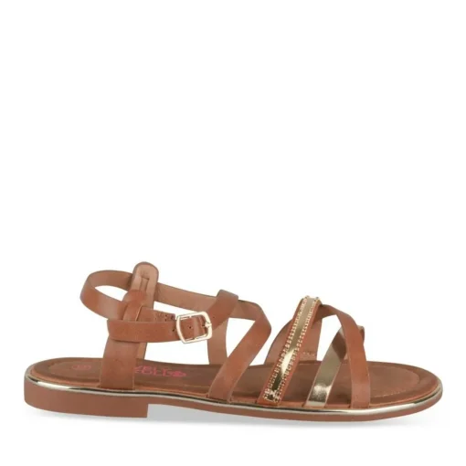 Sandales MARRON Fille Motif Iridescent Boucle