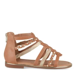 Sandales MARRON Fille Motif Tressé Fermeture éclair