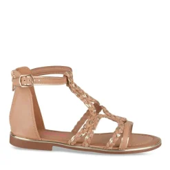 Sandales MARRON Fille Motif Tressé Fermeture éclair