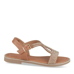 Sandales MARRON Fille Motif Paillettes Boucle