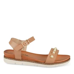 Sandales MARRON Fille Motif Perle Boucle
