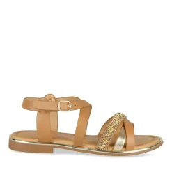 Sandales MARRON Fille Motif Paillettes Boucle