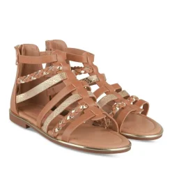 Sandales MARRON Fille Motif Tressé Fermeture éclair