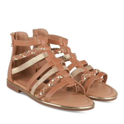 Sandales MARRON Fille Motif Tressé Fermeture éclair