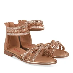 Sandales MARRON Fille Motif Tressé Fermeture éclair