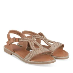 Sandales MARRON Fille Motif Paillettes Boucle