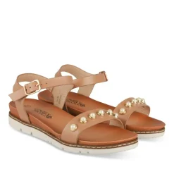 Sandales MARRON Fille Motif Perle Boucle